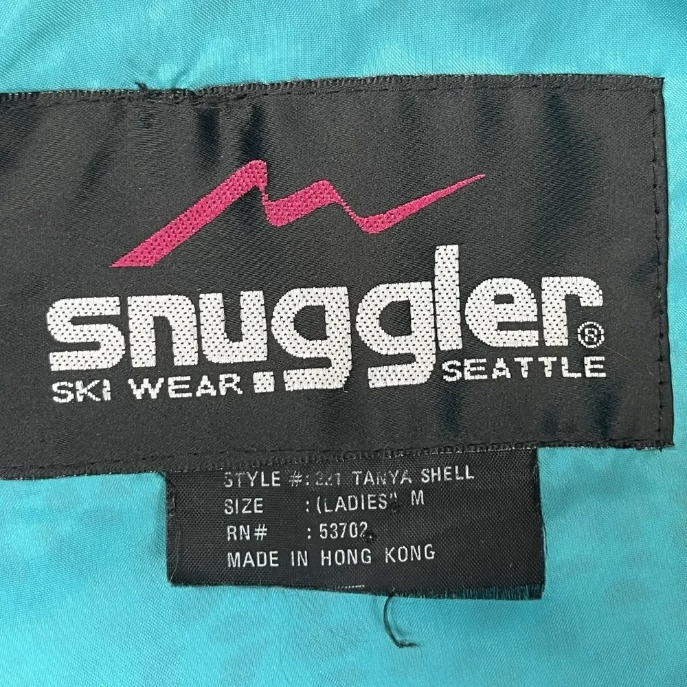 Vintage Women's Teal Snuggler Tanya Shell Leopard Ski Jacket Sz‎ M Retro Winter